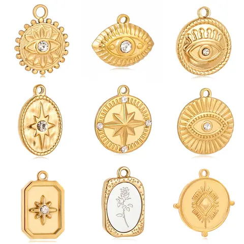 3 pçs de aço inoxidável cor ouro banhado strass mau olho azul encantos colar pulseira brinco diy jóias fazendo acessórios