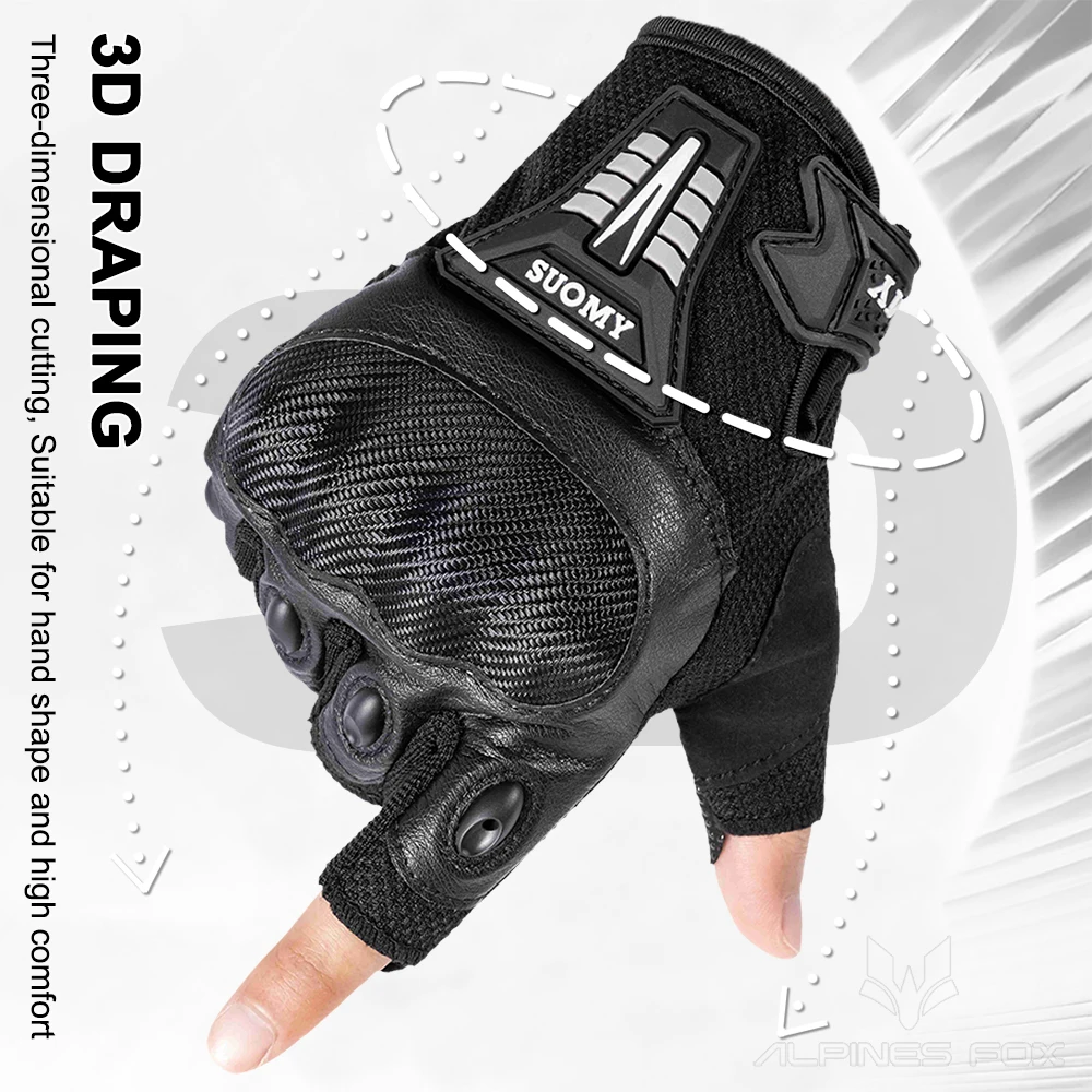 SUOMY Summer Half Finger Motorcycle Gloves Full Palm Non-slip Guantes Moto Motorcycle Fingerless Glove Moto Cycling Biker Racing