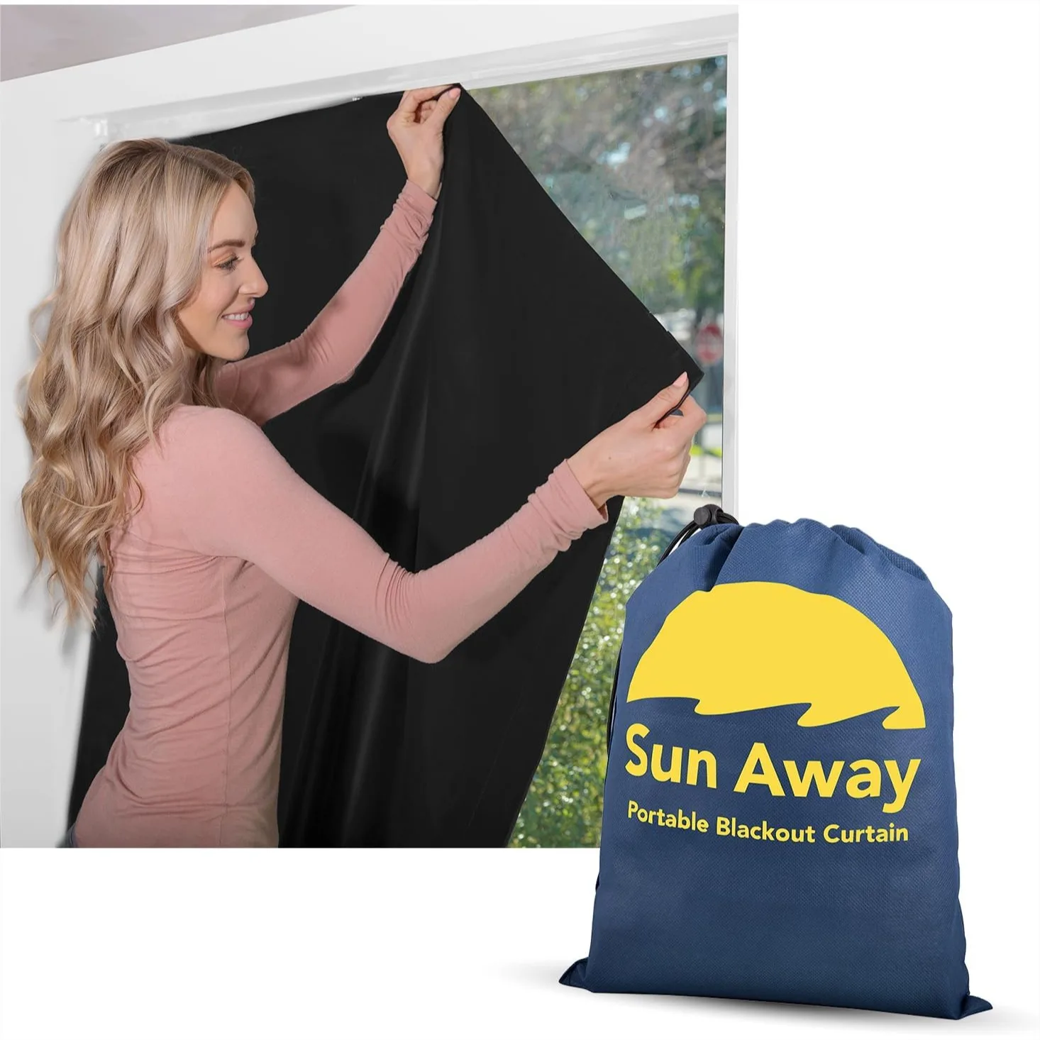 

Portable Blackout Curtain with Suction Cups - Easy Install, No Tools Needed - Temporary Shade for Travel, Nursery, Dorm - 66" x