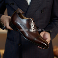 Brown Cowhide Oxford Shoes Men's High Quality Business Inside Increase Leather Shoes British Business Dress Wedding Men's Shoes
