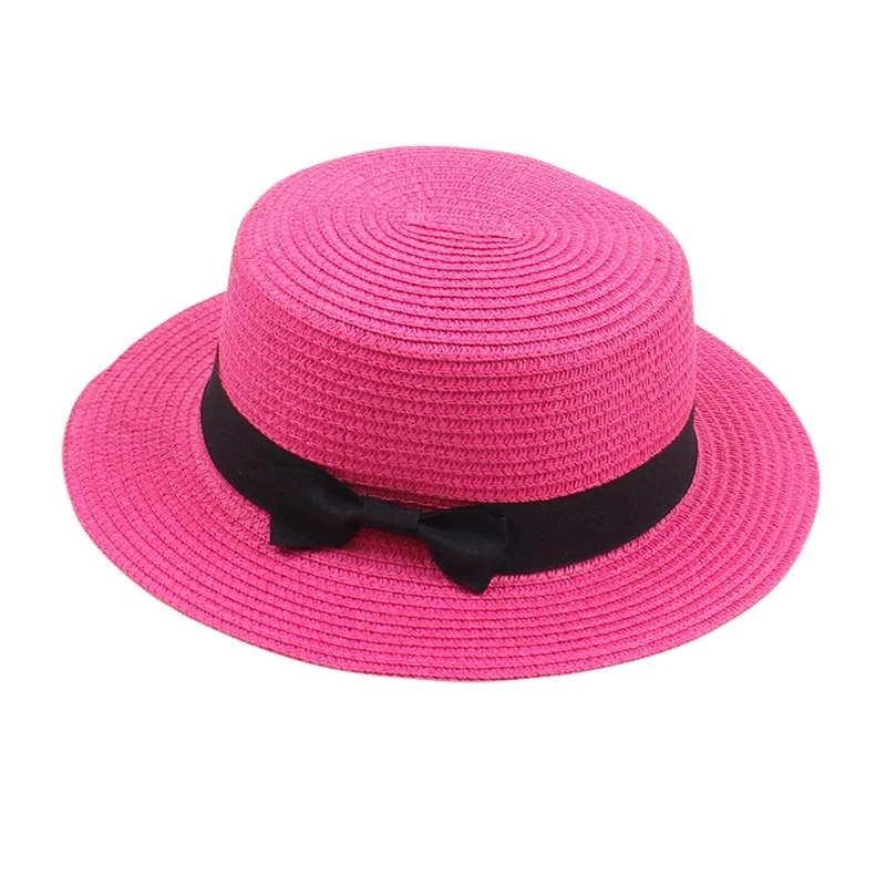 Damen-Sommerhut im britischen Stil, einfacher Strohhut mit kleiner Krempe, koreanischer Stil, Schleifenknoten, flacher Sonnenhut, beliebter Damen-Strohhut – Detail 13