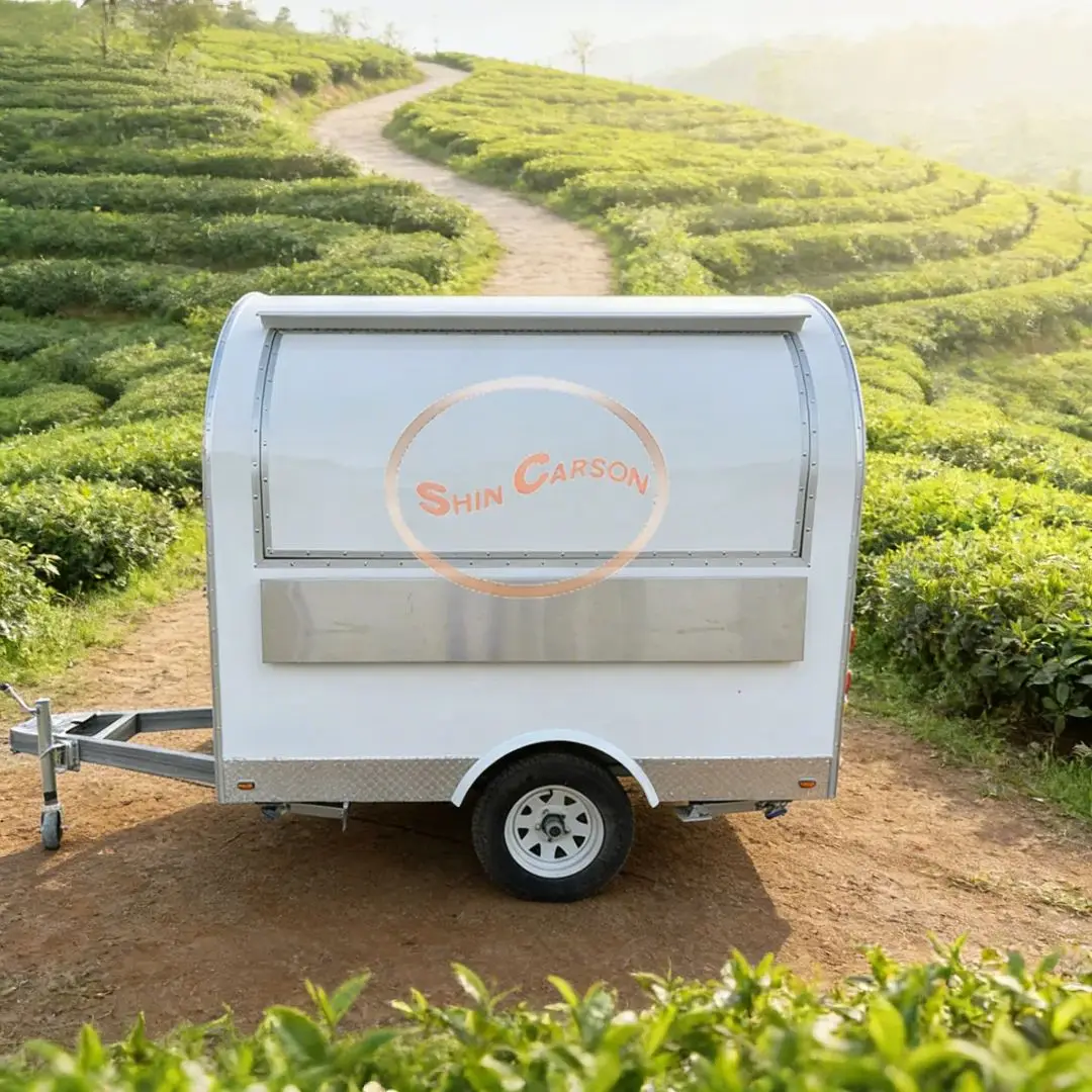 

Outdoor Catering Trailer-Mounted FRP Mobile Food Vending Cart with Stainless Steel Kitchen Equipment for Business Use