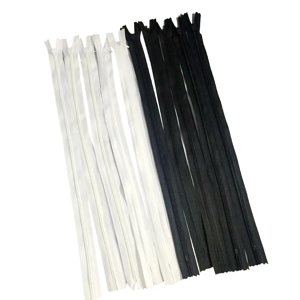 Nylon Coil Zippers Sewing Tools Craft， Black And White, 40cm, 10 Pieces