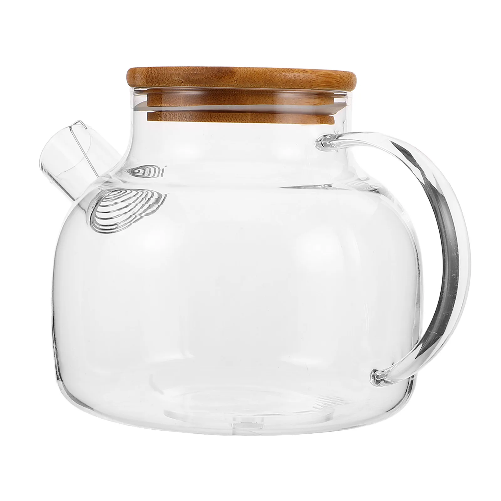 

Glass Teapot Large Capacity Short Spout Stovetop Kettle Bamboo Lid Easy Clean Dishwasher Safe Tea Party Pot