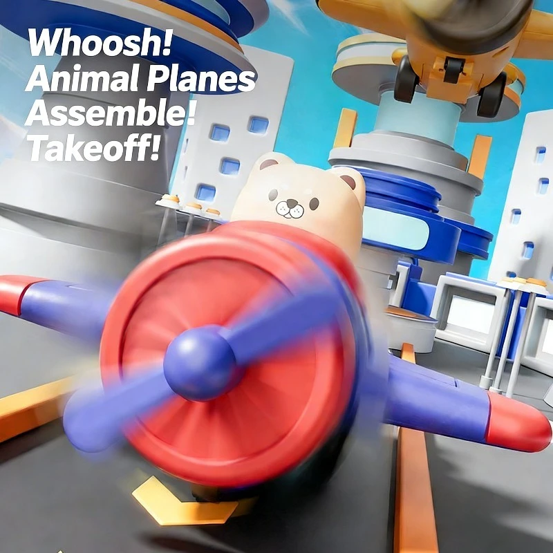 Baby Press Toy Car Cute Animal Inertial Glide Small Plane Safe Material Propeller Mobile Children's Early Education Puzzle Toy