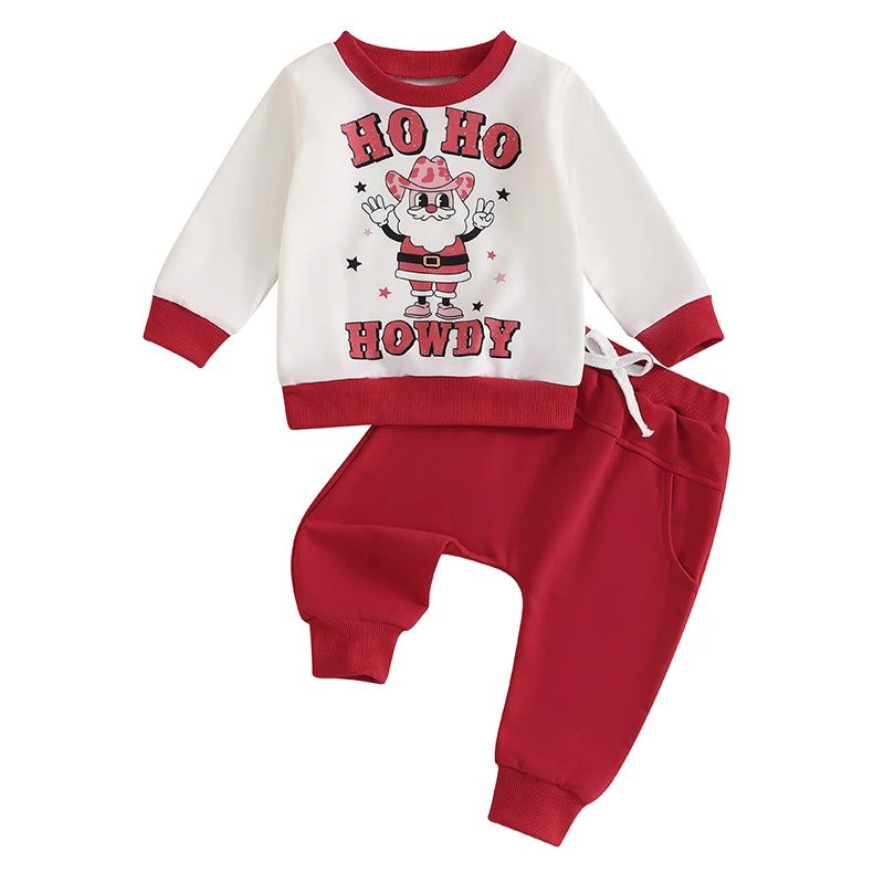 

Toddler Girl Boy Christmas Outfit Letter Print Long Sleeve Sweatshirt Elastic Waist Pants 2 Piece Set