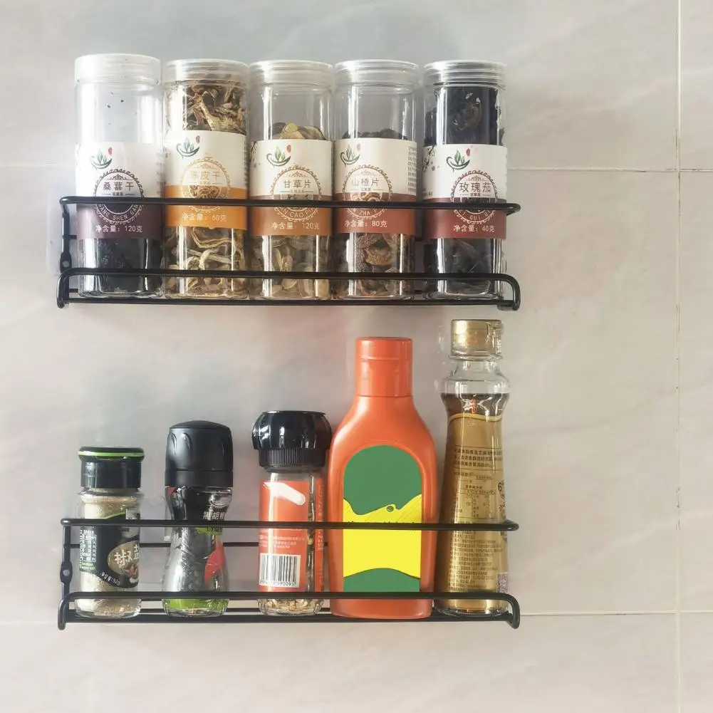 1/4Pcs Wall Mounted Spice Rack Rust-Proof Corrosion Resistant Spice Storage Shelf Strong Load*bearing Ventilated Kitchen Rack