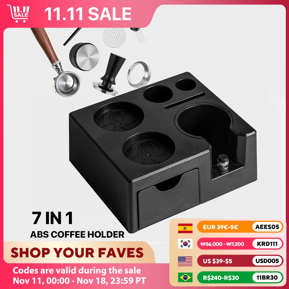 51/53/58mm ABS Coffee Portafilter Rack Distributor Holder Espresso Tamper Mat Stand Espresso Knock Box Coffee Accessories