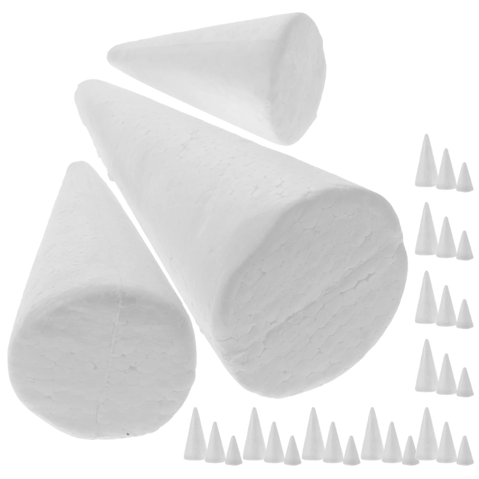 

30Pcs White Foam Cone DIY Craft Shapes Paintable DIY Christmas Tree Decorations Materials White Cone
