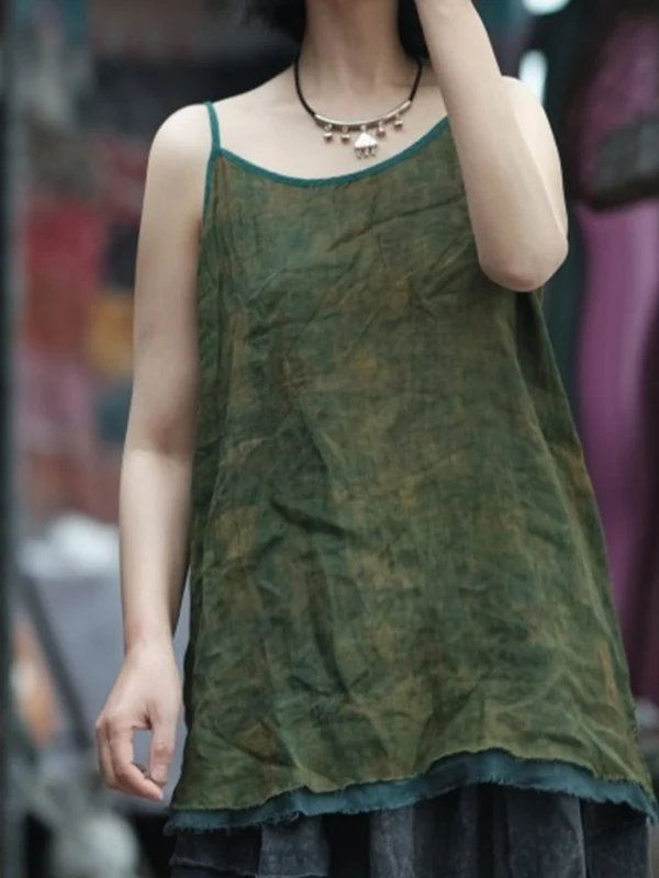 ゆったりとした女性用麻ベスト 夏の新しいスタイル 多用途のインナーとアウターの着用 通勤スタイル レギュラー丈 ポリエステル綿混紡