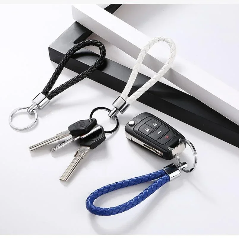 PU braided rope keychain Weaving keychains woven keyring car key chain hanging spendant