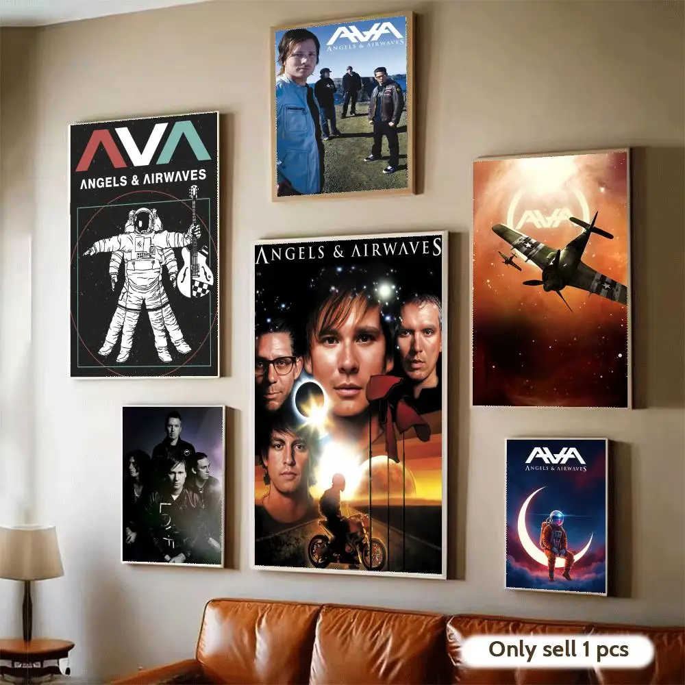 AVA Angel A-Airwaves Band Poster Home Bar Wall Art Sticker Waterproof Self-Adhesive Mural for Living Room Bedroom Decor