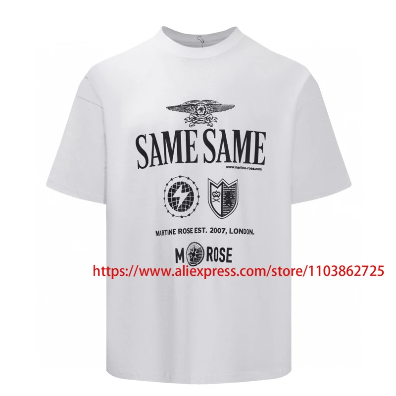 الأسهم الأمريكية الأزياء مارتين روز قصيرة الأكمام الصيف عارضة بسيطة المحملة إلكتروني شعار طباعة العلامة الأصلية مارتين روز تي شيرت