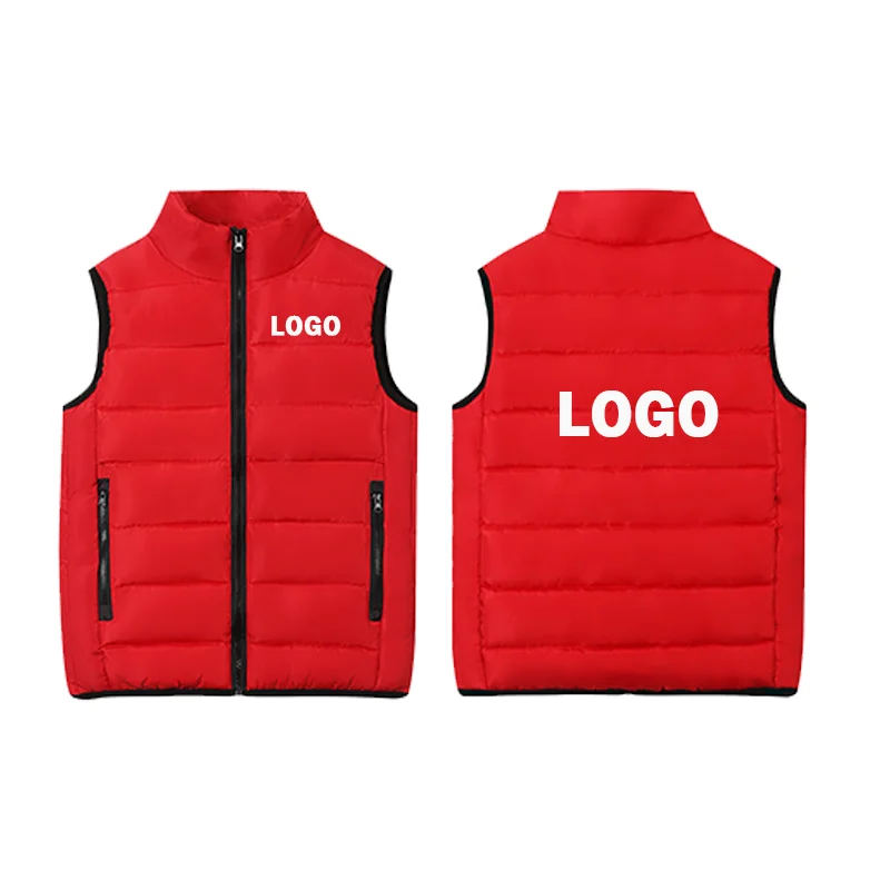 Custom Logo Men Jacket Sleeveless Vest Windproof Winter Jacket Casual Coat Men down Cotton Warm Thicken Waistcoat thick gilet