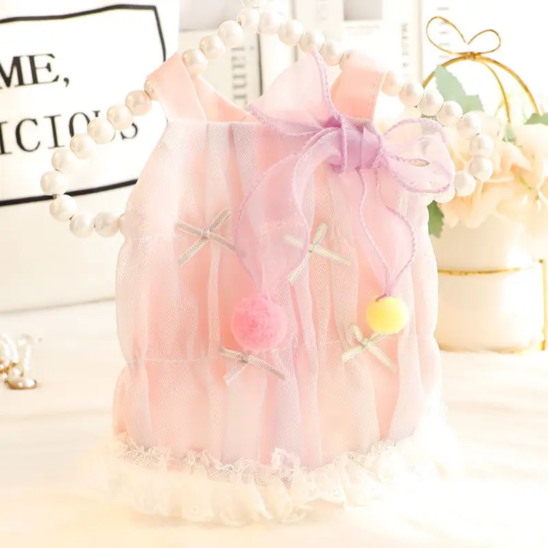 Pet Clothes Spring/Summer Cute Princess Skirt Yarn Skirt Love Strap Skirt Teddy