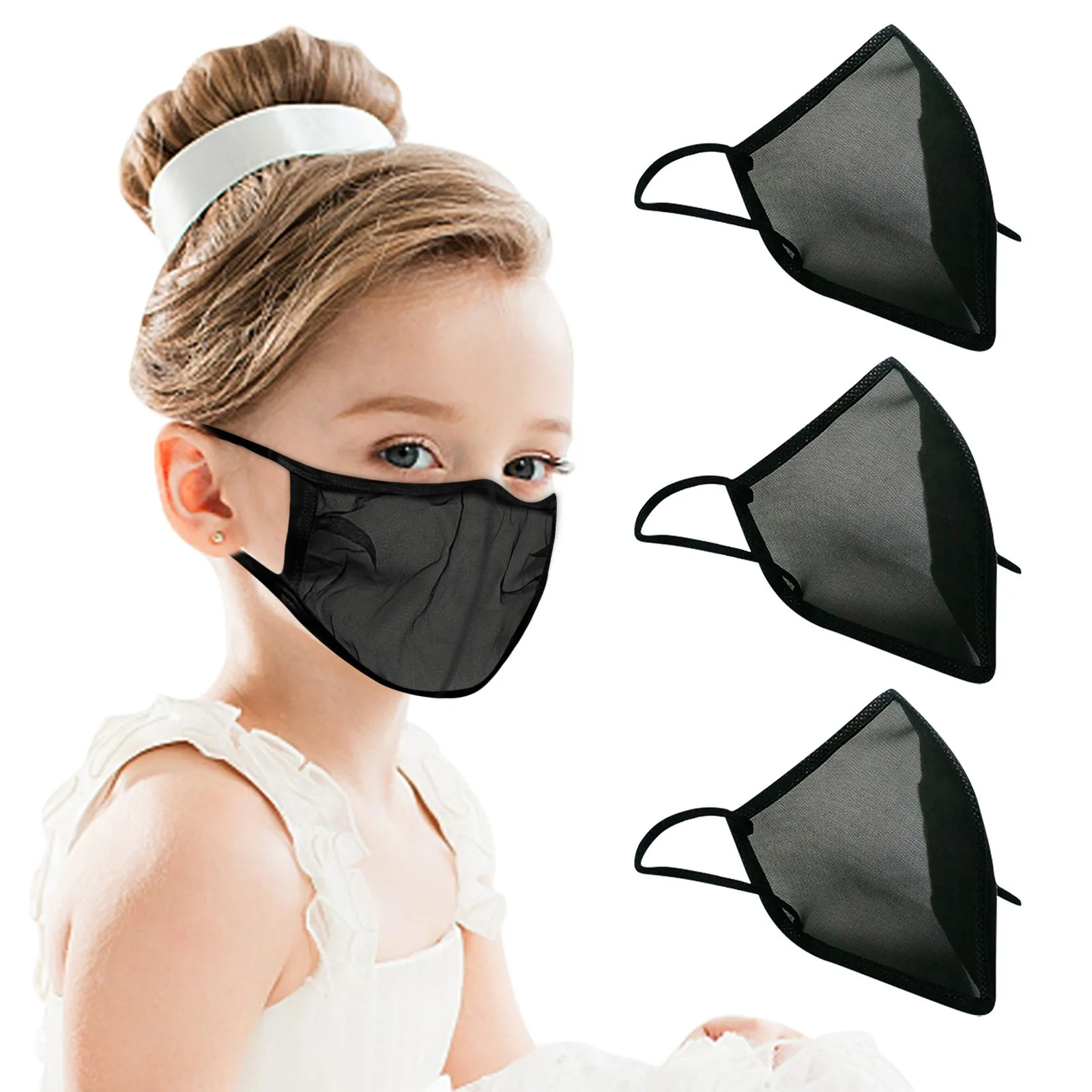 Children'S Small Breathable 3d Mesh Mask 1pc Black Washable Mesh Mask Essential Comfortable Mask For Long-Distance Travel