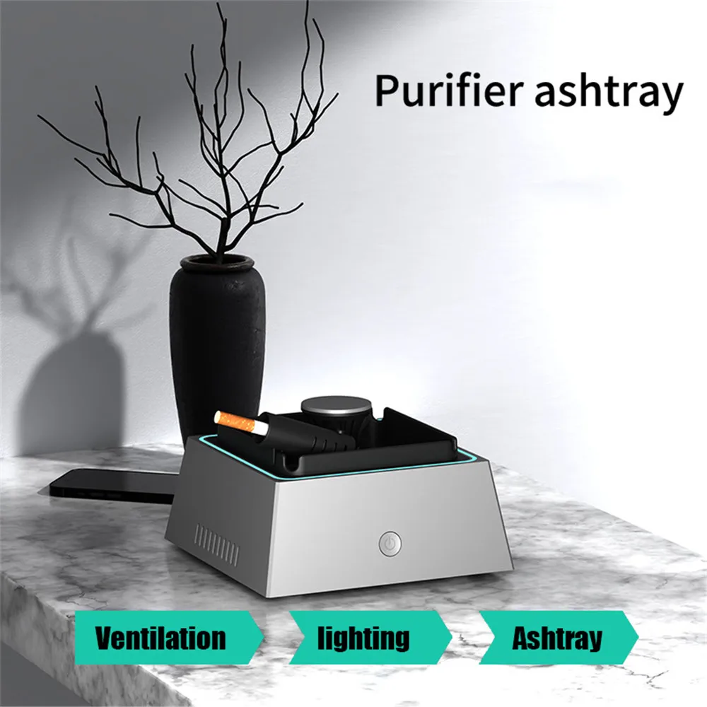 

Smoke Removal Air Purification Ashtray with Led Light Smoke Absorbing Aromatherapy Anion Purification for Home Car Decoration