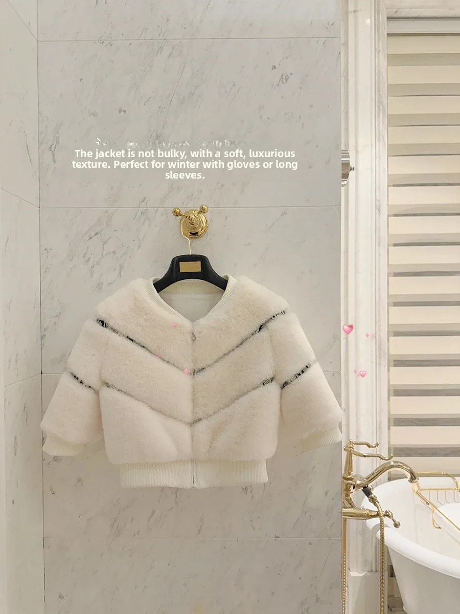 Branco falso pele de coelho forrado treened cobra padrão ort casaco feminino faion inverno quente gola couro do plutônio jaet