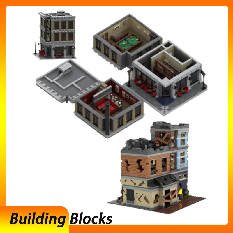

Spot small particle assembly building blocks MOC-197319 1898pcs 117917 73392 modern street scene building educational toy model