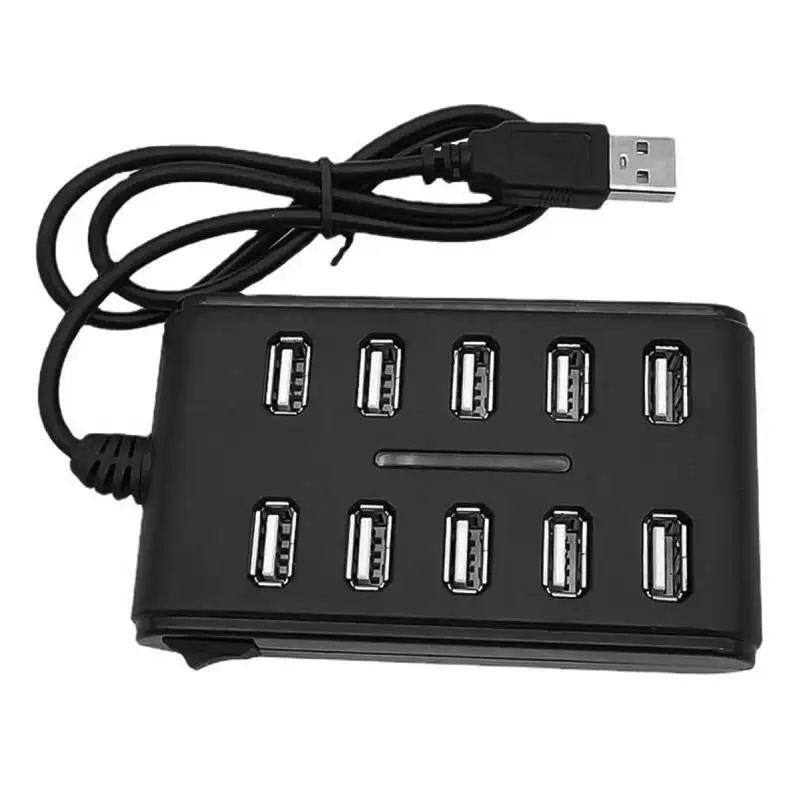 

Multi-port USB2.0 Hub 10 in 1 Cable Splitter Switch Power USB Disk Card Reader Mouse Keybard Converter Phone Charging Dock