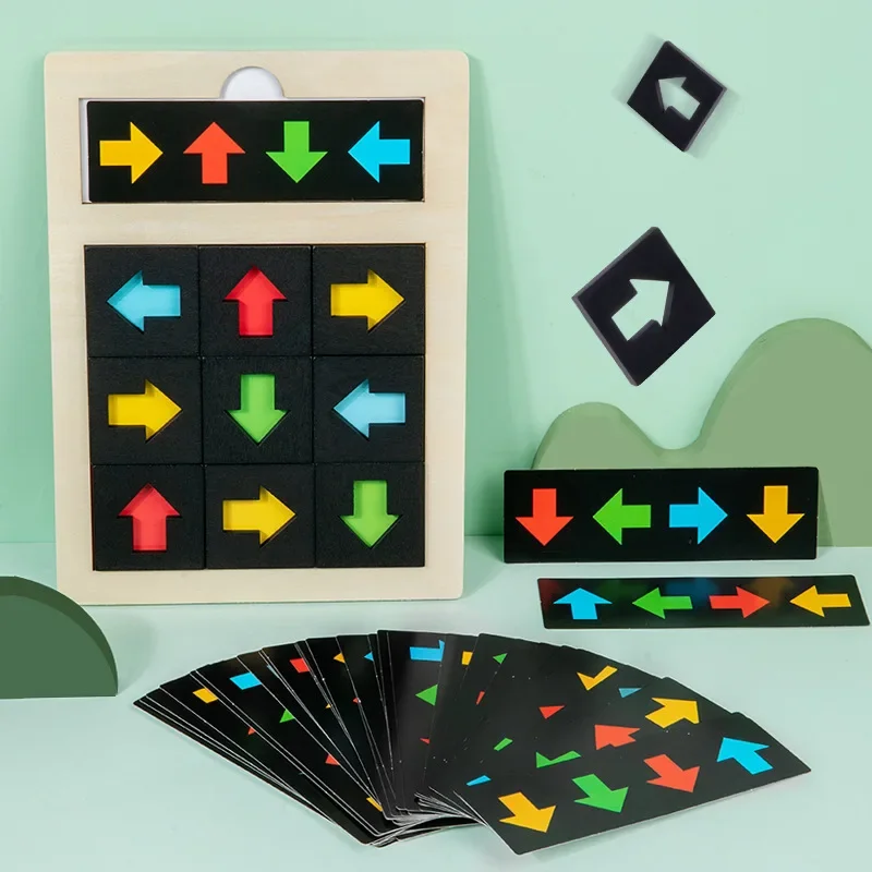 Montessori Kid Direction Cognition Sensory Game Parish Toy Logical Thinking Training Color Shape Matching Educational Toy Gift