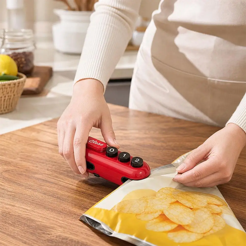Multifunctional Mini Bag Sealer,Portable Magnetic 2 In 1 Sealer Cutter,Handheld Resealer Machine&Opening Machine for Plastic Bag