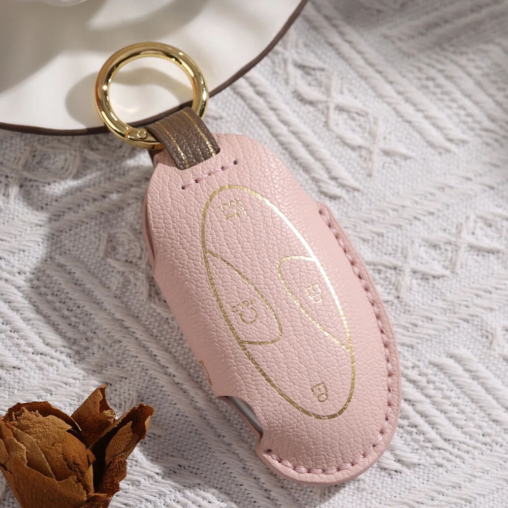 5 7 Bottons Leather Car Key Case Fob Cover for Hyundai Ionic 6 Grandeur GN7 Kona Ev 2023 Accessories
