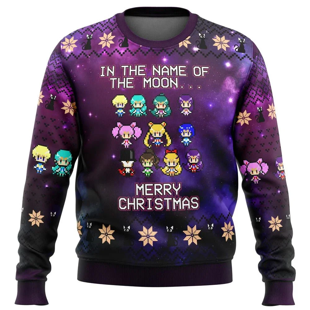 Felpa 3D Top Autunno e Inverno Natale Marinaio Guardiani Sailor Moon Brutto maglione natalizio regalo Babbo Natale Pullover da uomo