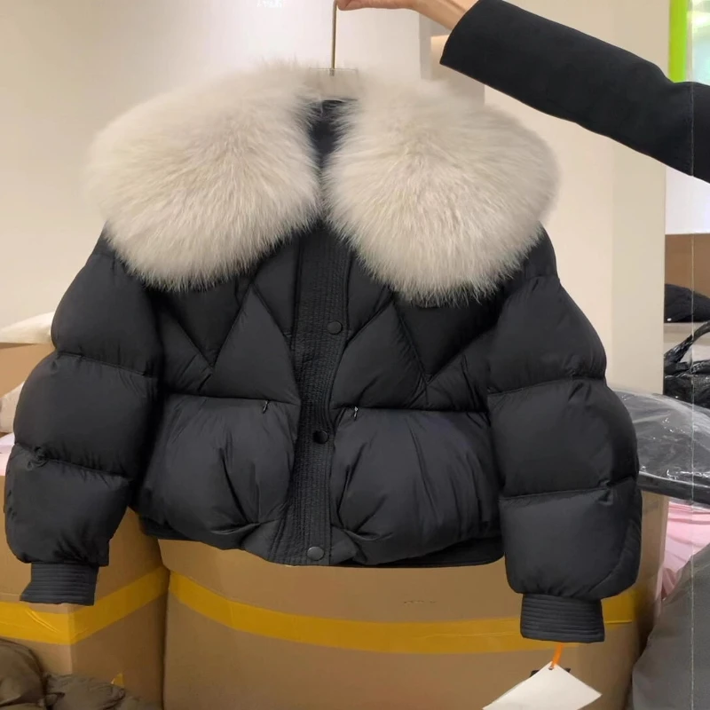 

Plus Size Women Winter Down Jacket with Big Fur Collar Slimming Fashion Coat