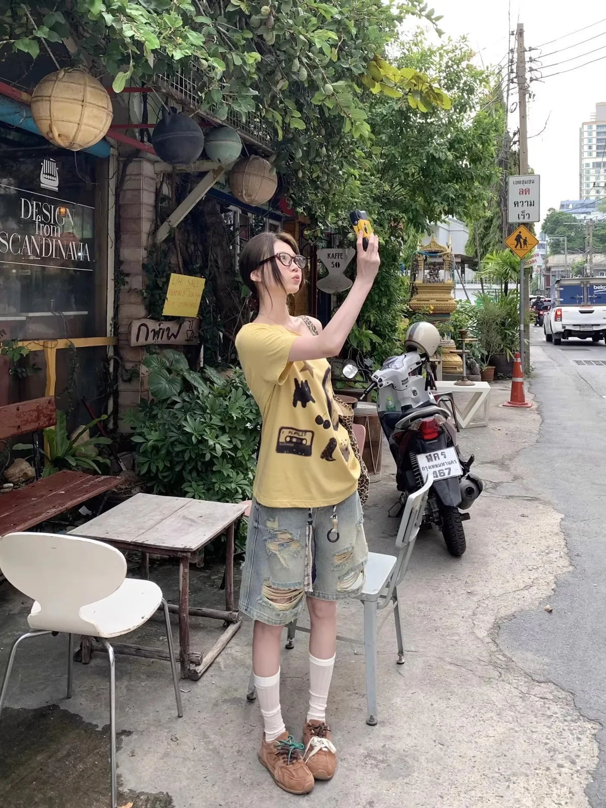 2025 가을 아메리칸 빈티지 워싱 디스트레스드 데님 반바지 신상 여성 와이드 레그 스트레이트 니렝스 팬츠 캐주얼 스트릿웨어