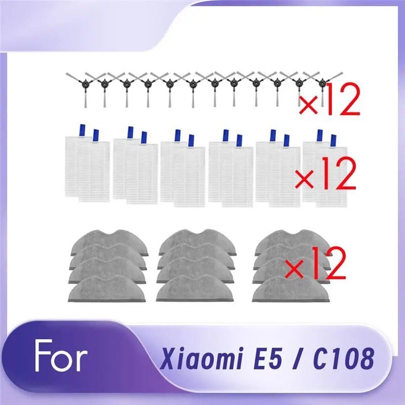 

Горячее предложение: Набор из 36 аксессуаров для робота-пылесоса Xiaomi E5 / C108 – сменные основные и боковые щетки, насадки для влажной уборки, фильтры, мешки для сбора пыли.