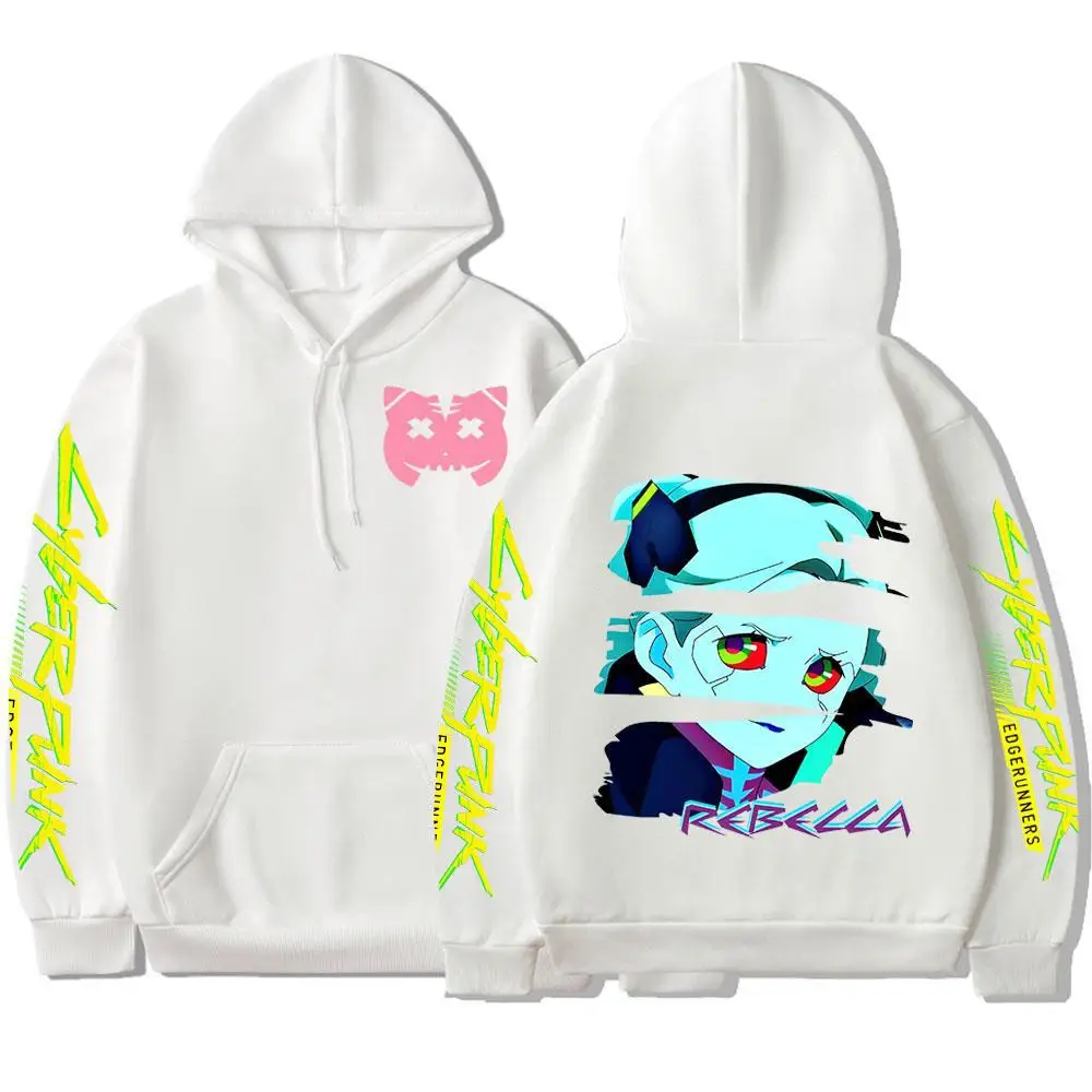 Japanese sci-fi Anime Cyberpunk Edgerunners Rebecca Print men's Casual Trend Street Hoodie Autumn And Winter Comfortable