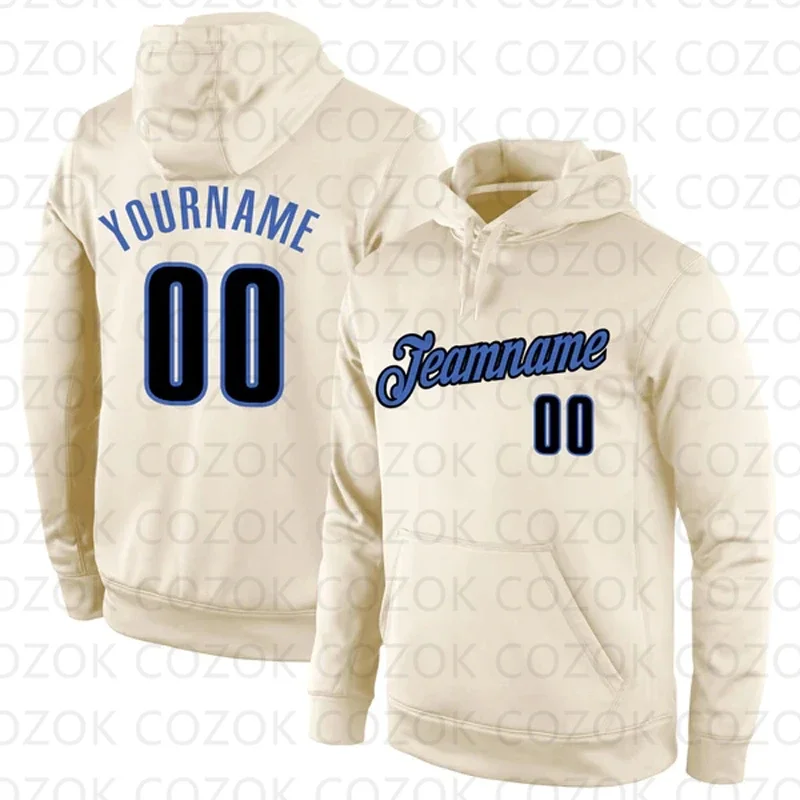 Customized Hoodie Cream Blue Colour Jersey 3D Printed  Unisex Pullovers Hoodie Casual Sweatshirts