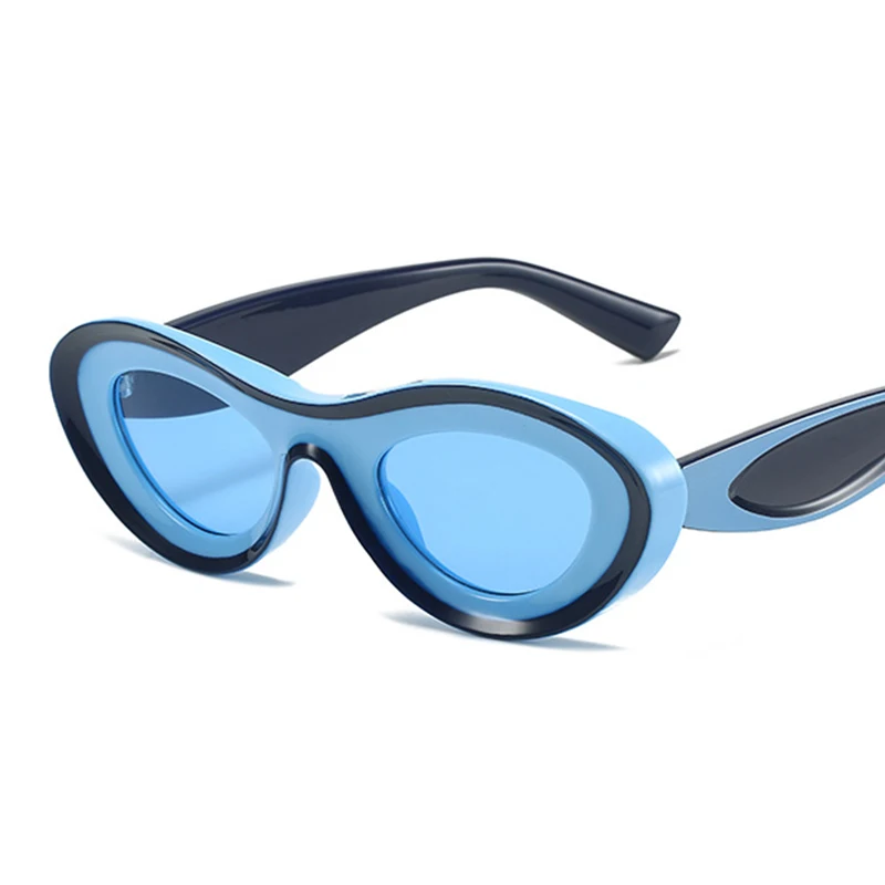Popular Women's Sunglasses 2023 Oval Sunglasses Unique Green Sun Glasses Men UV400 Goggle Shades Mirror Colorful Y2k Eyewear image 3