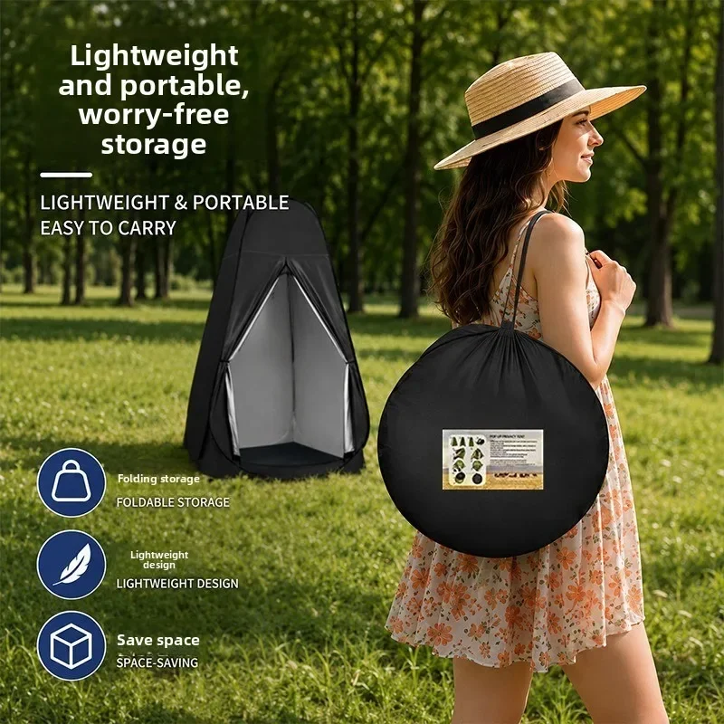 2M High Pop Up Portable Outdoor Shower Tents Camping Toilet Privacy Changing Room Beach Fishing Bathing Shelter Black Extra Tall view 4