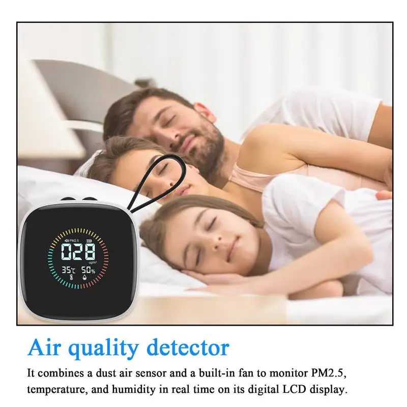 

Монитор воздуха PM2.5 Портативный светодиодный дисплей Тестер влажности в помещении Маленький с ремешком Многоцелевой домашний тестер влажности для спальни
