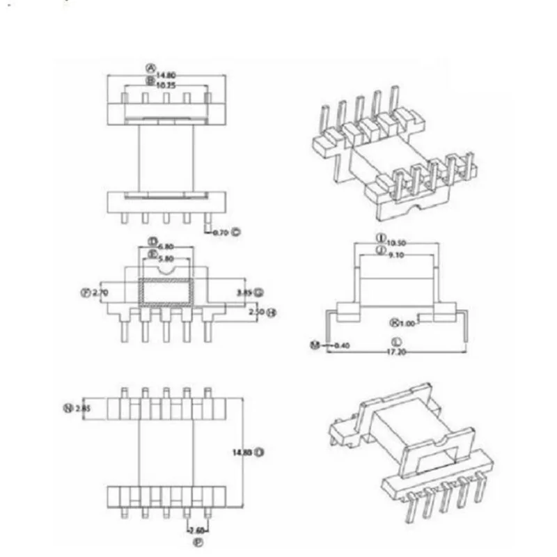 Ferrite núcleo e bobina 5 + 5 pinos, 20 set/lot, efd15