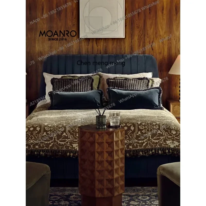 C88 Medieval coffee table side table French stone special-shaped solid wood bedside table marble designer