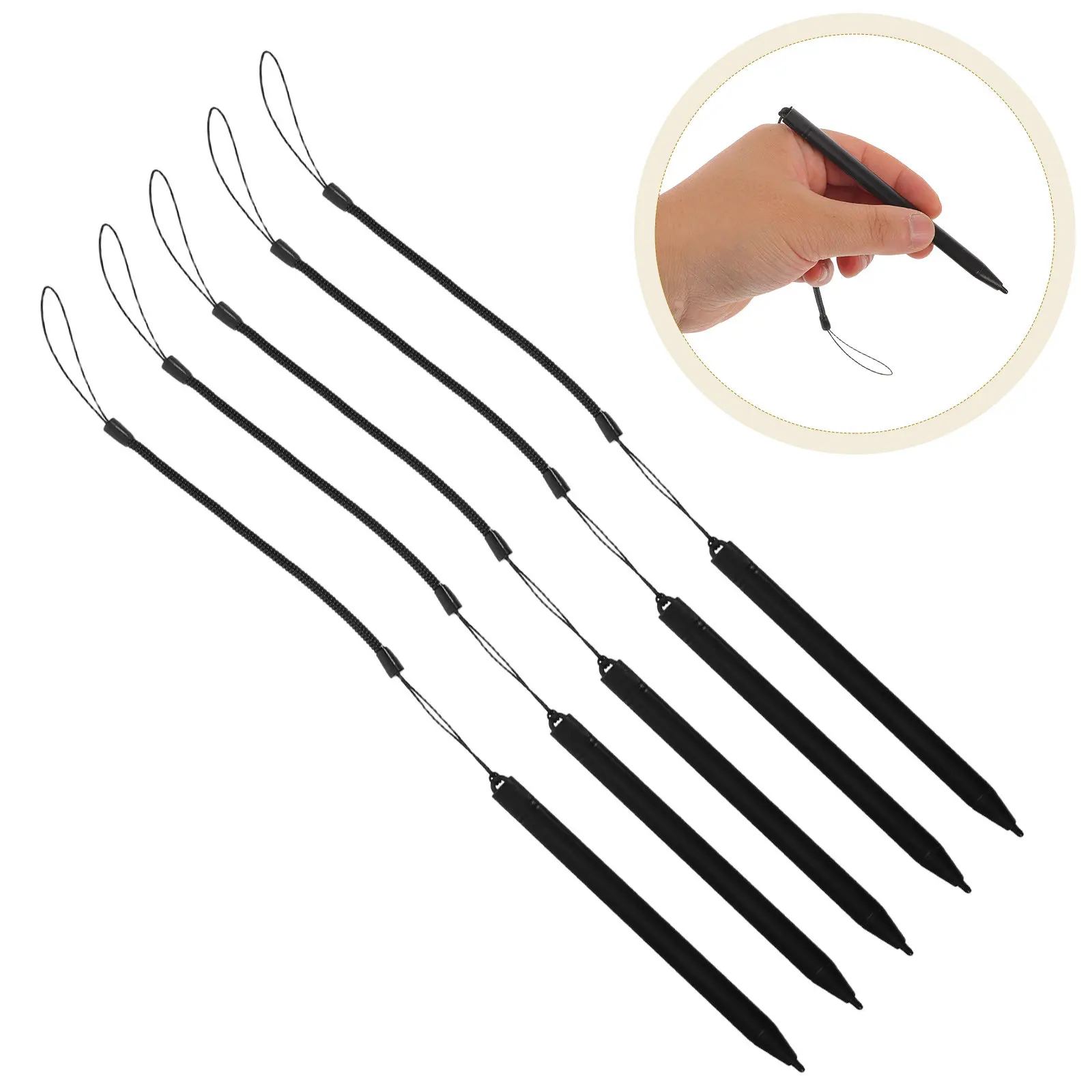 5Sets Touch Screen Stylus Pen Resistive Screen Drawing Stylus with Spring Rope Portable Lightweight for LCD Writing Tablet