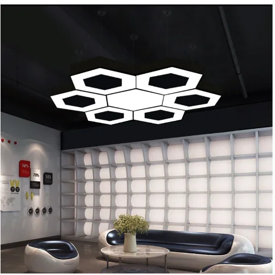 Plafonnier LED Rond et Hexagonal en Forme de Y, Design Créatif, Éclairage d'Nik, Luminaire Décoratif de Plafond, Idéal pour un Bureau, une Salle de dehors