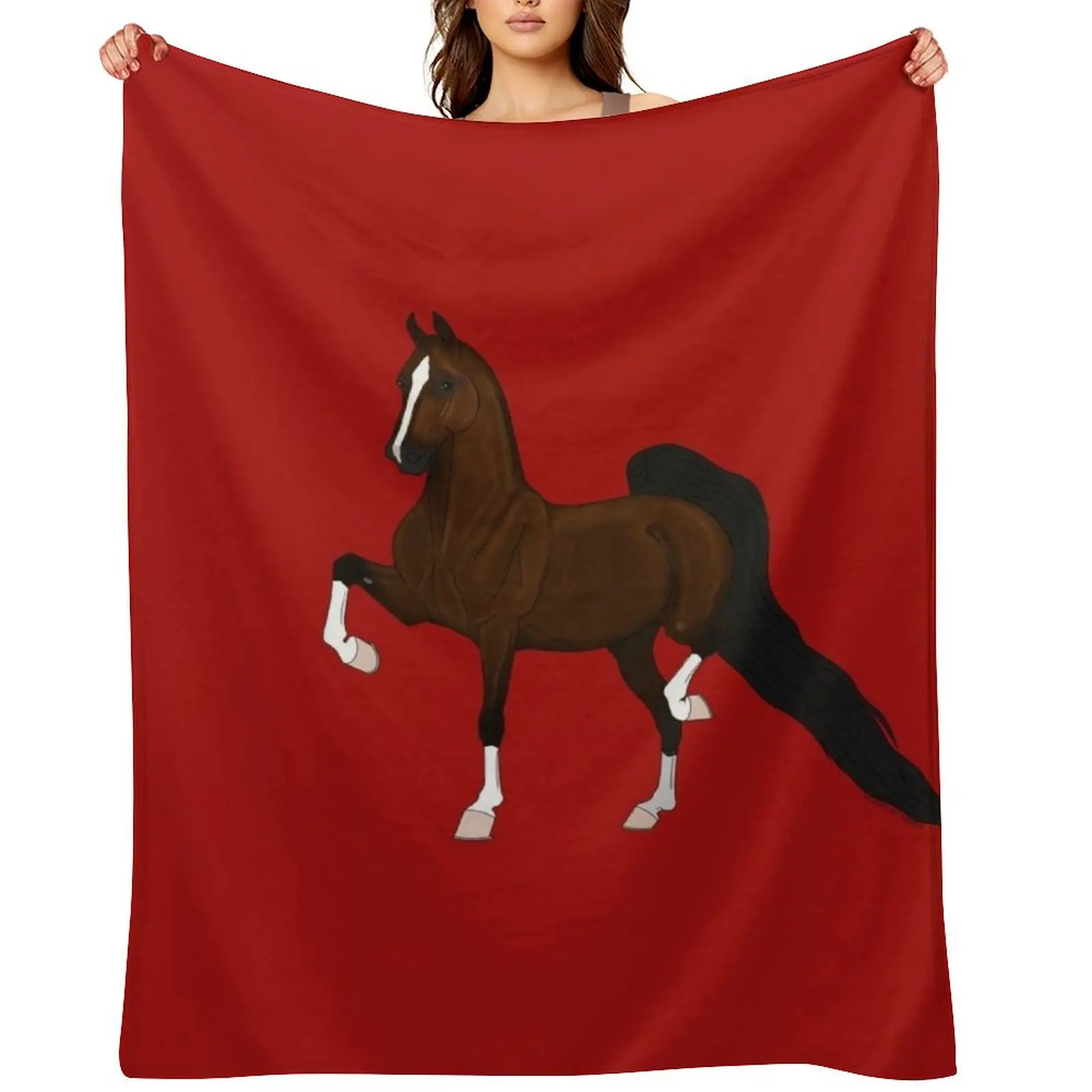 

Bay American Saddlebred Horse Throw Blanket Luxury Designer Decorative Sofa Warm bed plaid Blankets