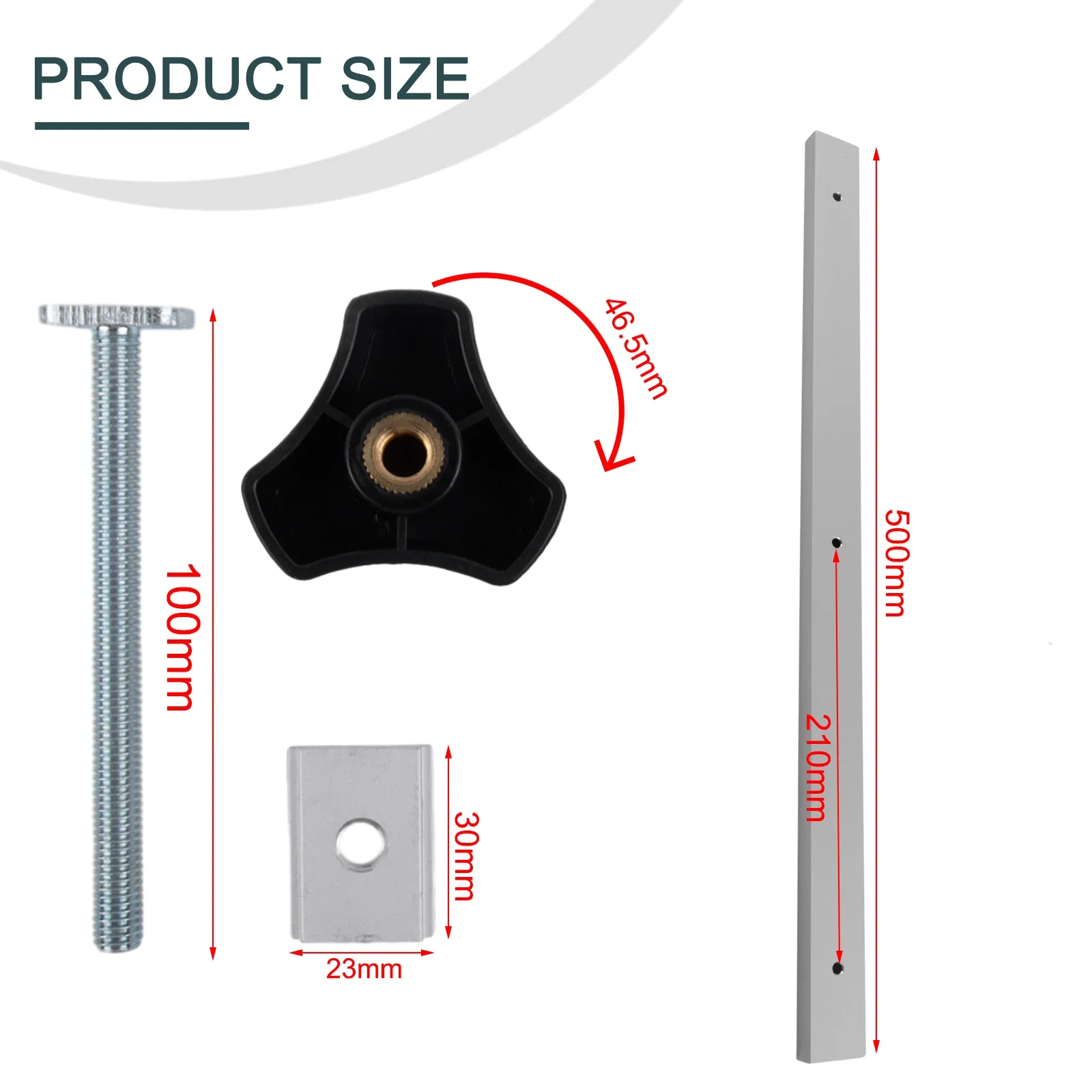 T-Nut Rail T-Track Rails 400mm Aluminum Rail Carpentry Supplies Fixing Tools Metalworking Plastic Handle 1 Set