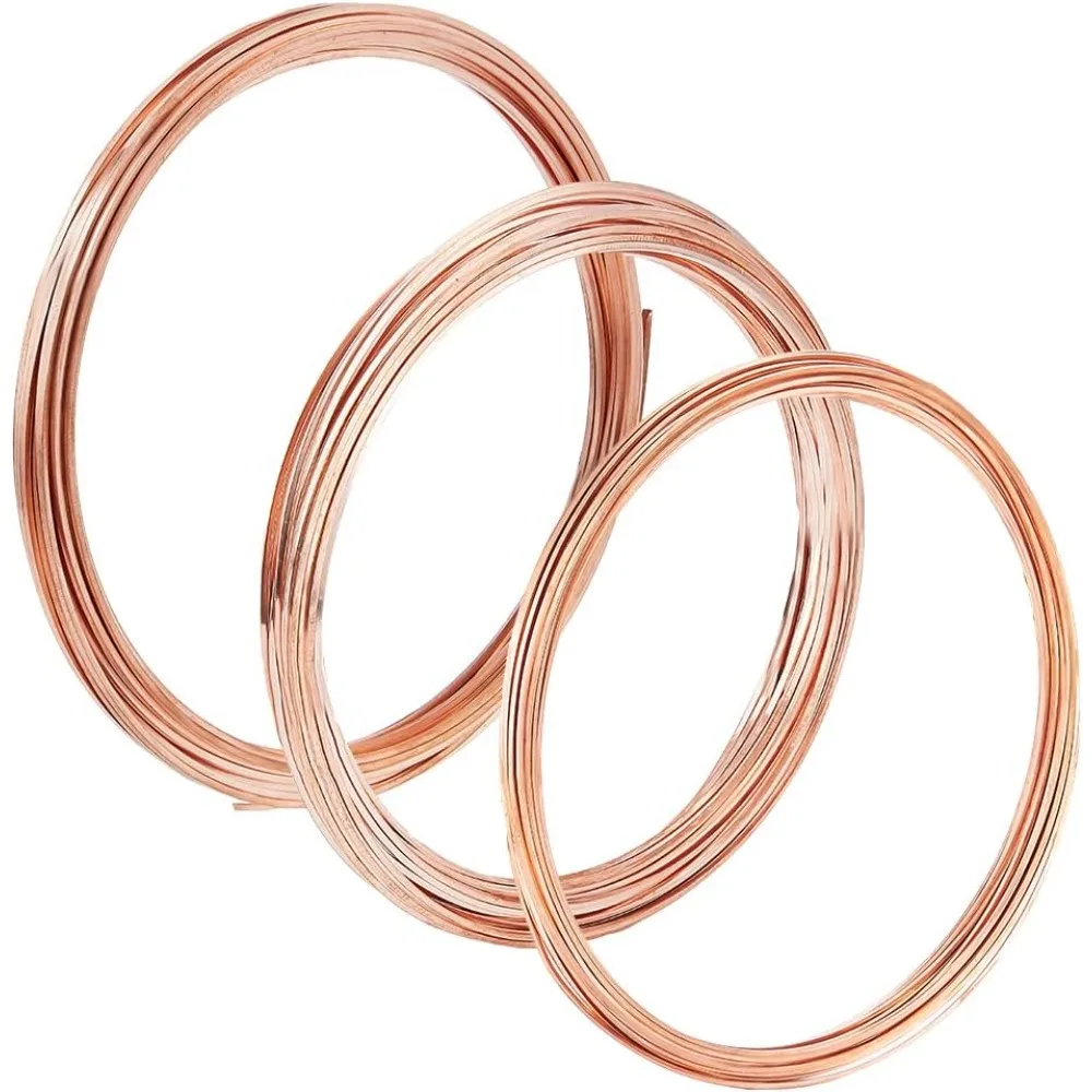 

3 Roll 18/20/22 Gauge Square Copper Wires, Raw Copper Beading Wire for DIY Jewelry Ring Bracelets Earring Craft Making