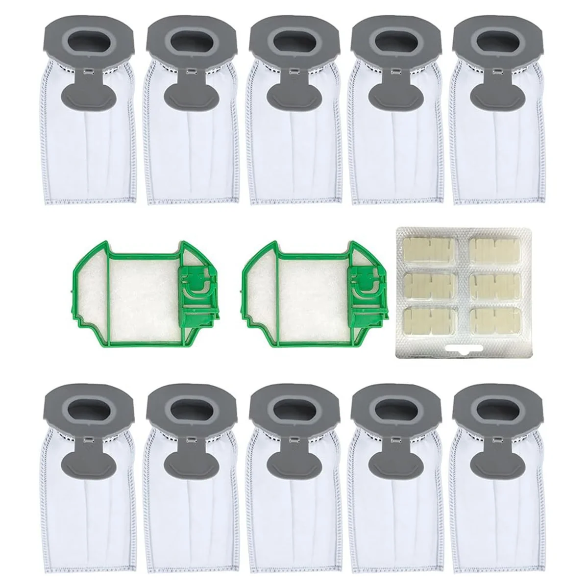 Voor Vorwerk Kobold Vk7 Fp7 Draadloze Stofzuiger, 10 Stofzakken, 2 Voorfilters, 1 Geurtabletten/-Sticks.