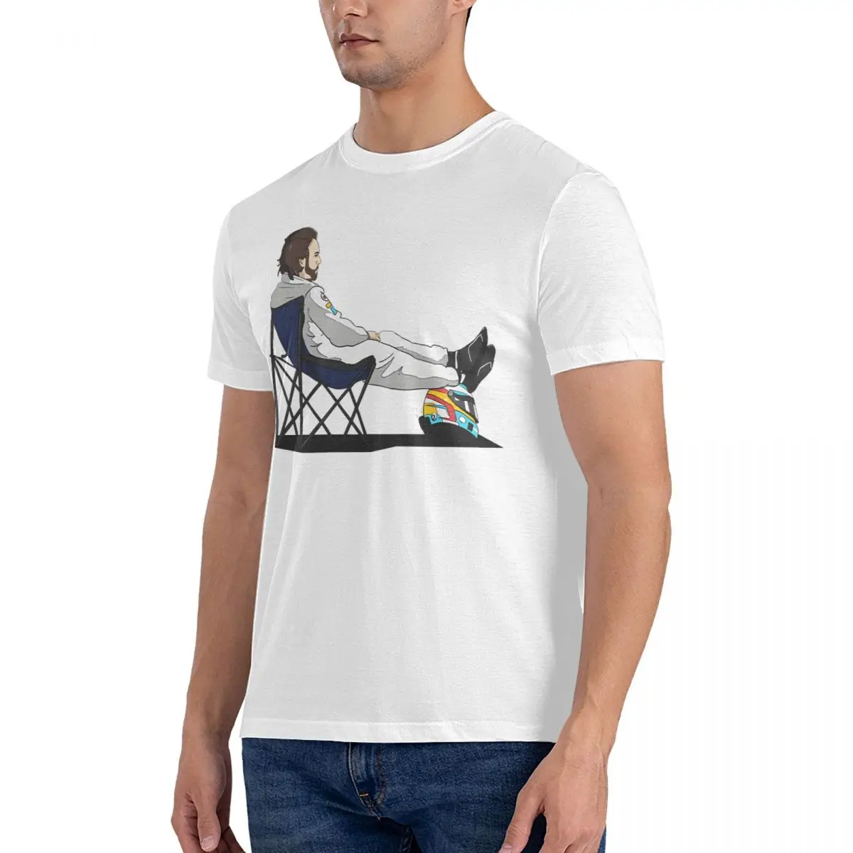 T-Shirts Formula 1 - Deckchair - Cutout Funny 100% Cotton Tees Short Sleeve Fernando Alonso T Shirts O Neck Tops New Arrival