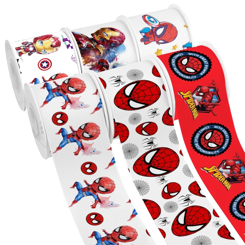 

10yards Disney Marvel Cartoon Hero Character Pattern Printed Grosgrain Ribbon for DIY Girl Headwear Bows Satin Ribbon