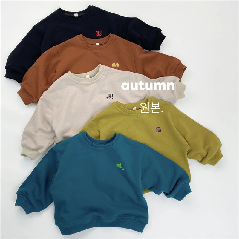 

Новинка осени 202, детский повседневный свитшот с длинными рукавами, детский свободный пуловер, хлопковый хлопковый свитшот для мальчиков и девочек, детская одежда