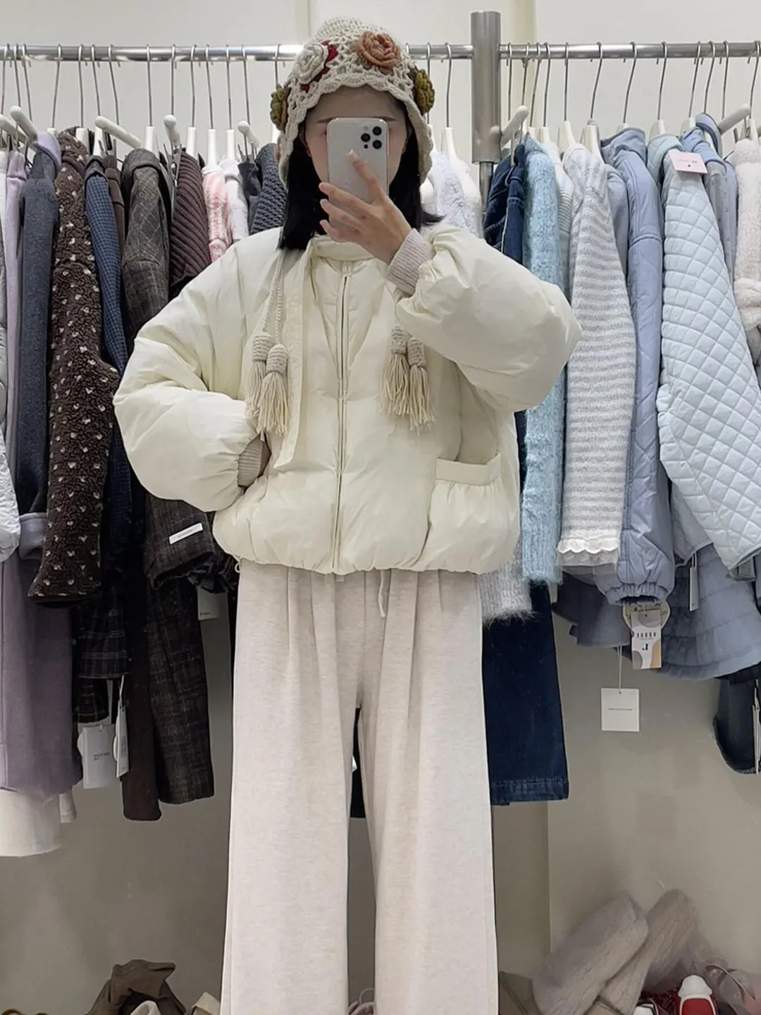 

Утепленная хлопковая куртка женская в милом стиле с круглым вырезом и завязками, зимнее пальто, теплая пушистая верхняя одежда, корейский свободный крой, длинный рукав