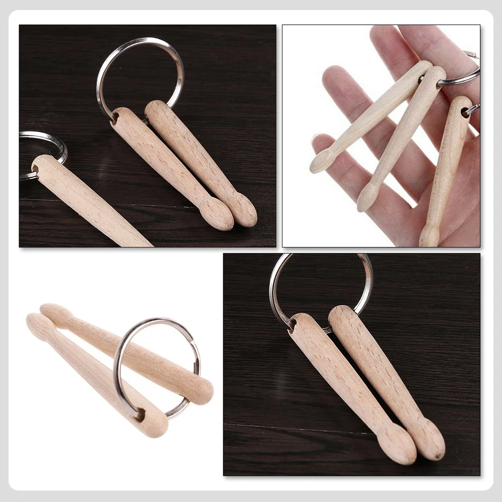 Drum Stick Drumstick Keychain Child Rings 3d Sticks Charm Wood Car Charms Decoration