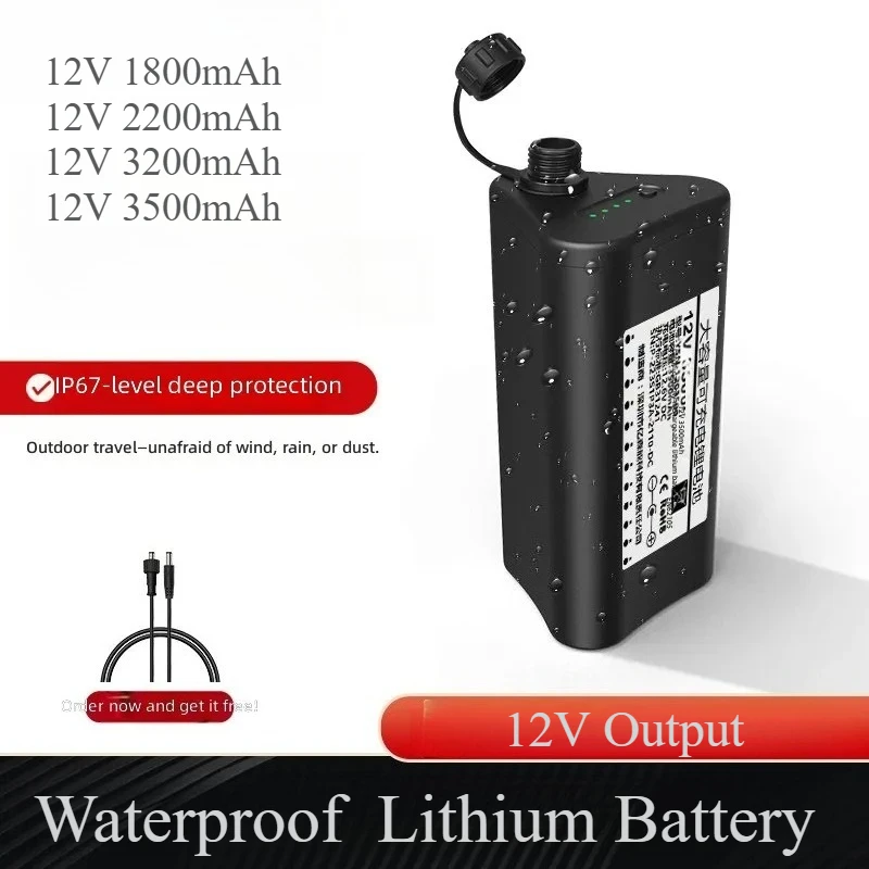 12V Waterproof Lithium Battery IP67 Small Size Outdoor Portable Power Supply for Audio Hernia Light with 18650 Cells